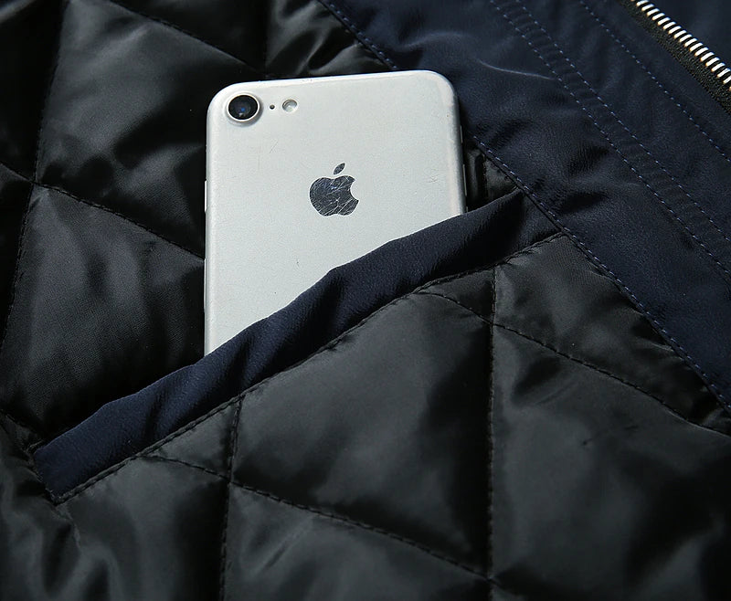 Men's Long Zip-Up Hooded Winter Jacket, Casual Style