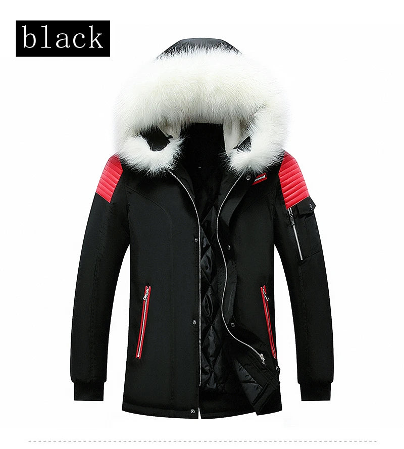 Men's Long Zip-Up Hooded Winter Jacket, Casual Style
