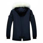 Men's Long Zip-Up Hooded Winter Jacket, Casual Style
