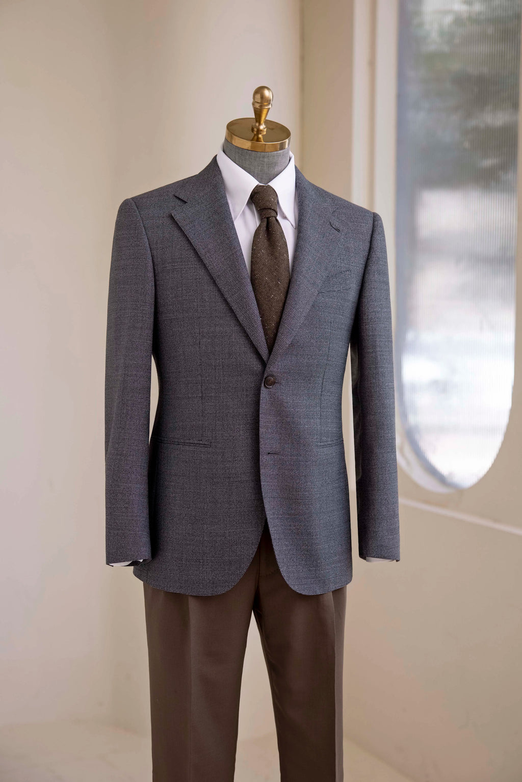 Men's Blue Wool Wedding Suit, Single-Breasted, V-Neck Collar, Plus Size