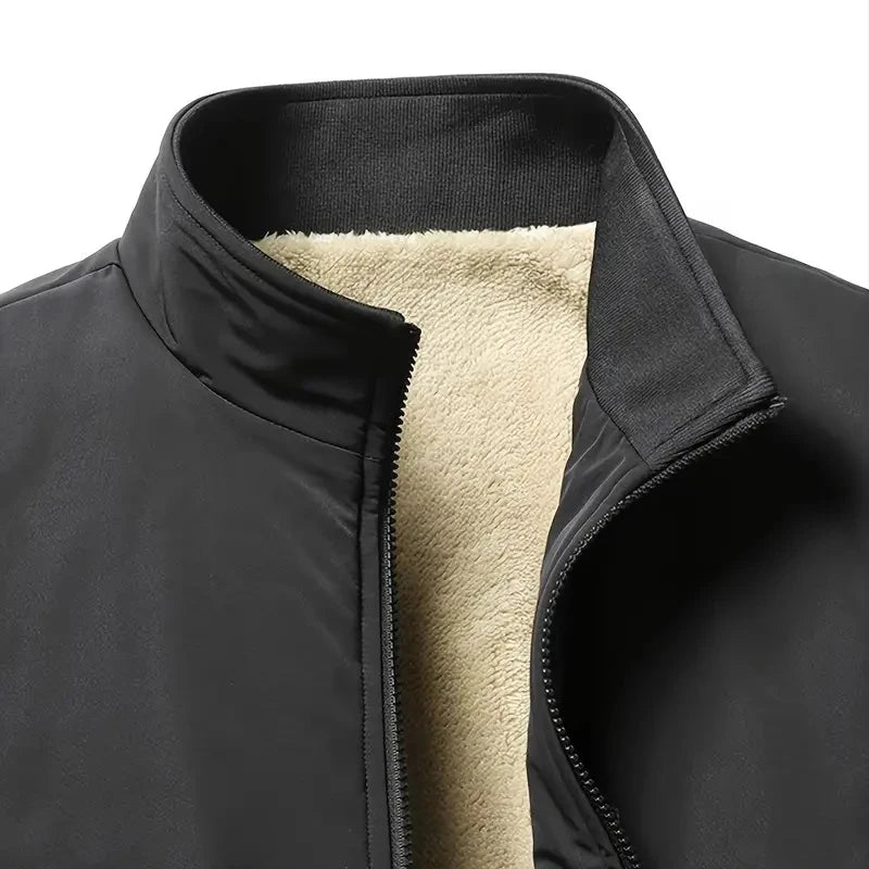 Men's Thick Winter Jacket, Stand Collar, Fleece-Lined Cotton, Sizes up to 8XL