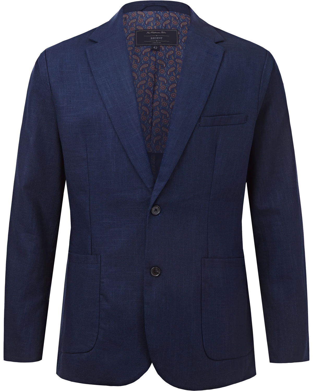 Men's Navy Linen Single Breasted Blazer